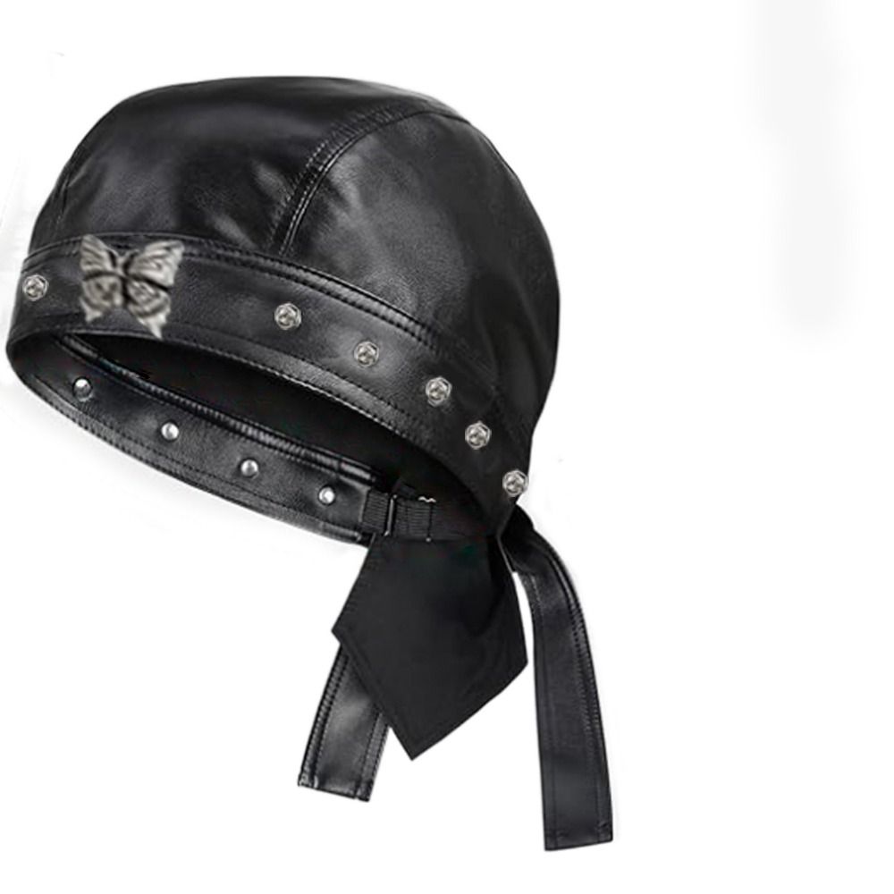 PU Leather Black Biker Cap Doo - Bandana Doo Rag のレビューと価格
