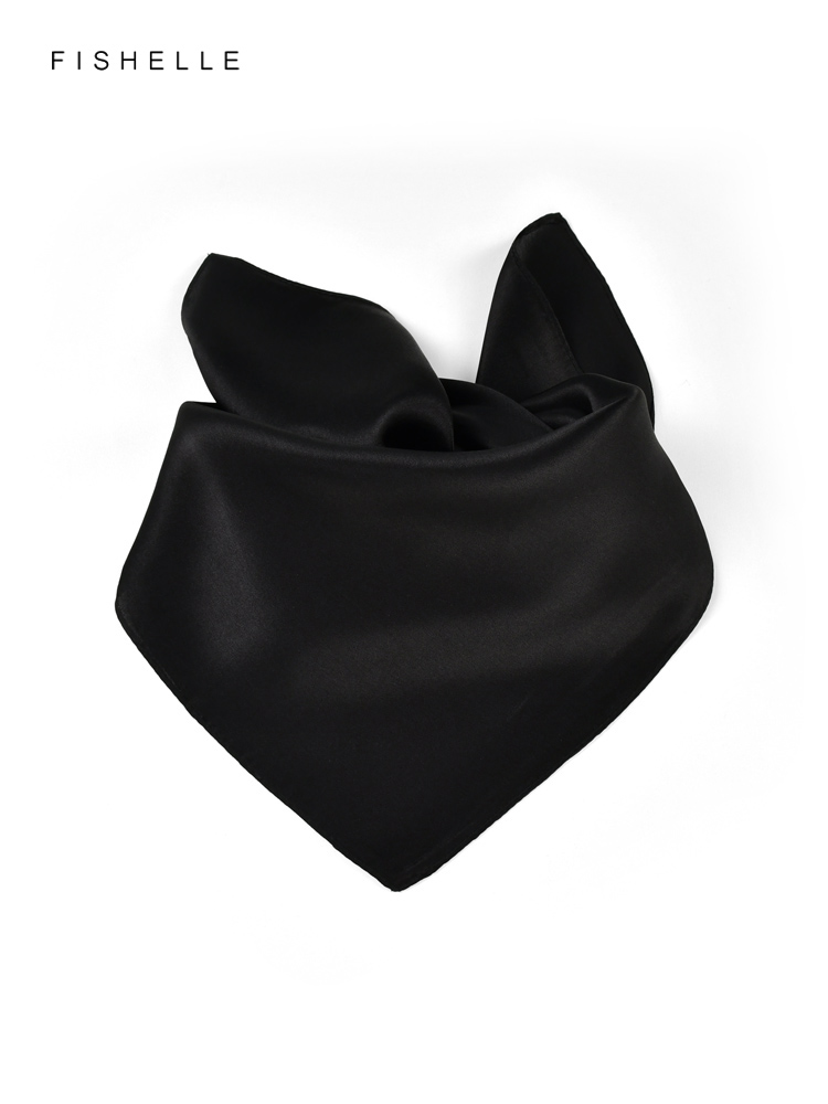 Solid color black pure silk sc - Silk Neck Scarf のレビューと価格