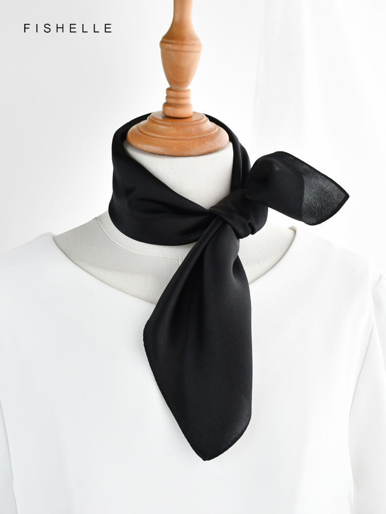 Solid color black pure silk sc - Silk Neck Scarf のレビューと価格
