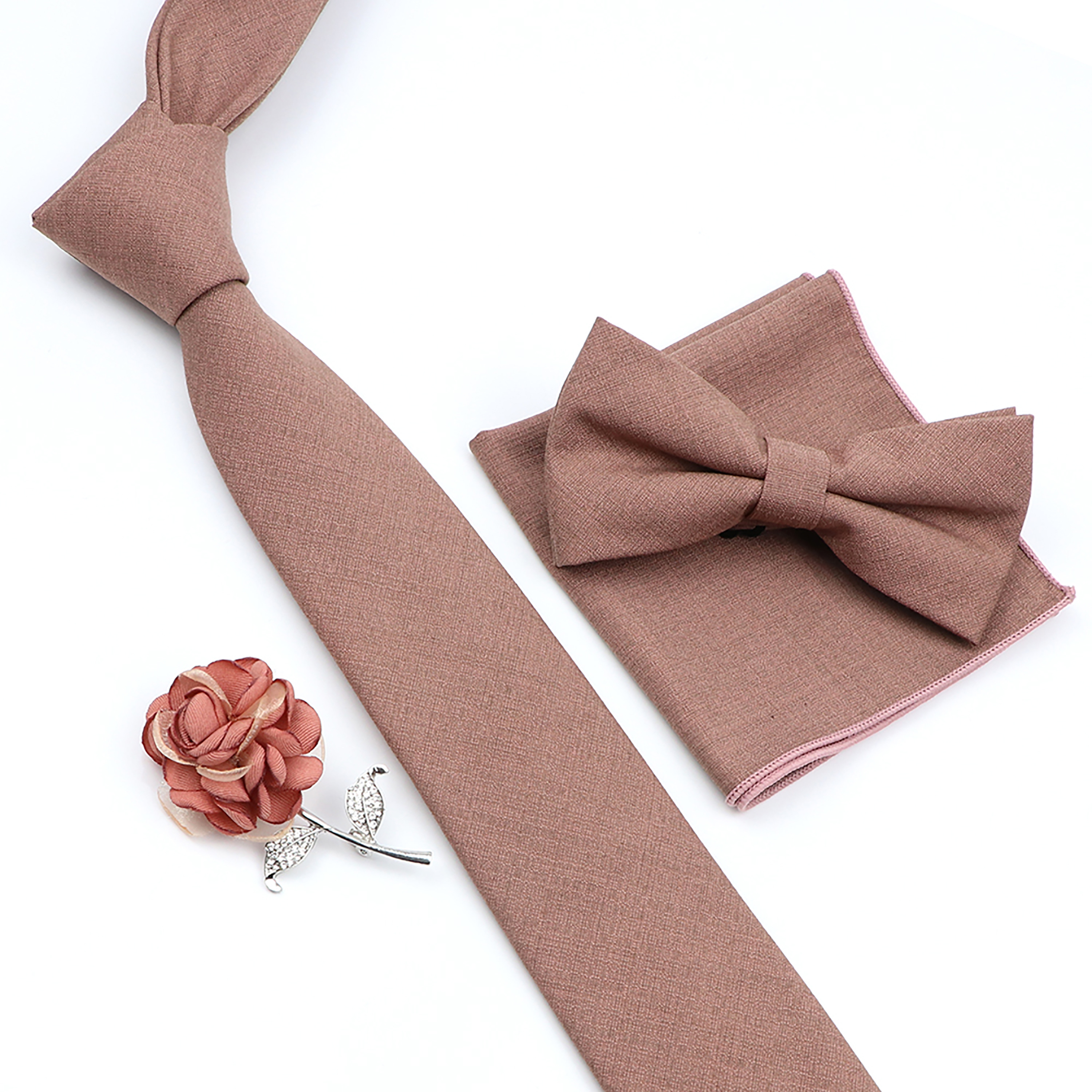 Beautiful Solid Color Tie Broo - Skinny Tie Men のレビューと価格