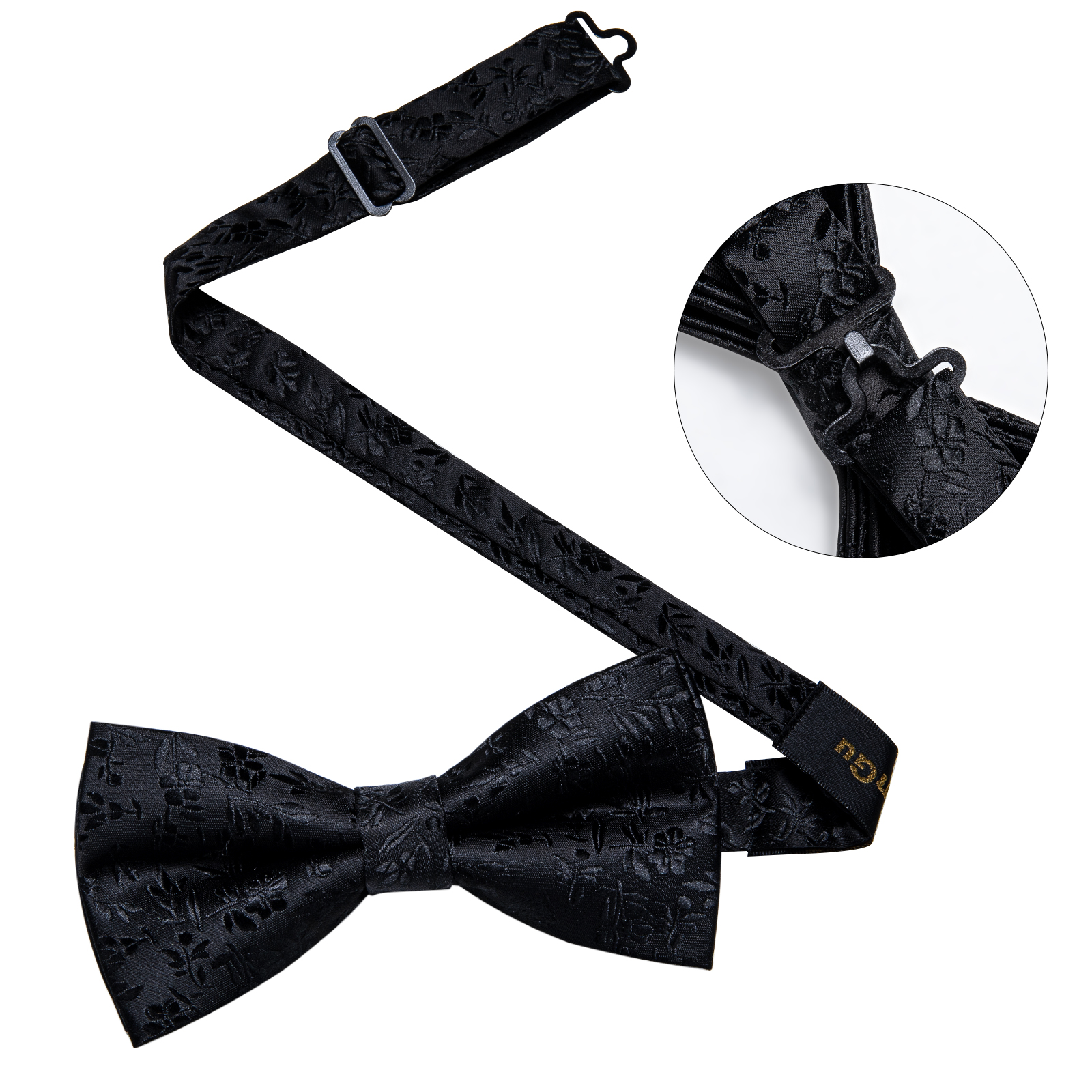 4Pcs Black Solid Floral Men's  - Bow Tie Pre Tied のレビューと価格