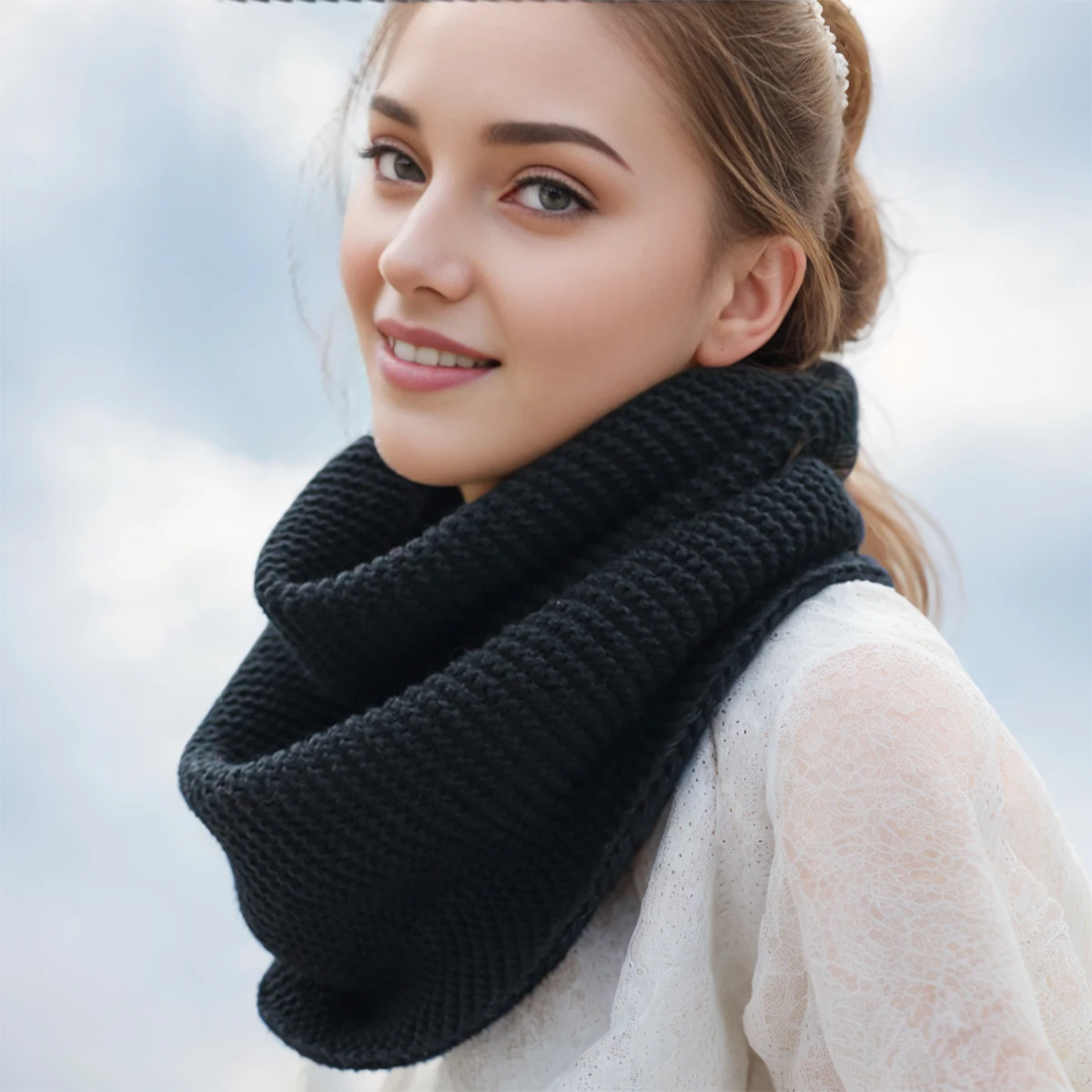 New Winter Scarf Women Infinit - Infinity Scarf Knit のレビューと価格