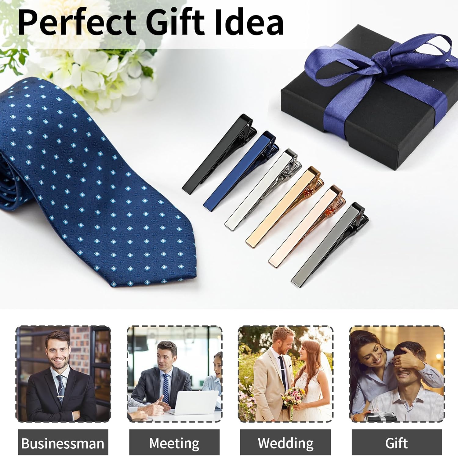6 Tie Clips for Men, Classic S - Tie Bar Set Gift のレビューと価格