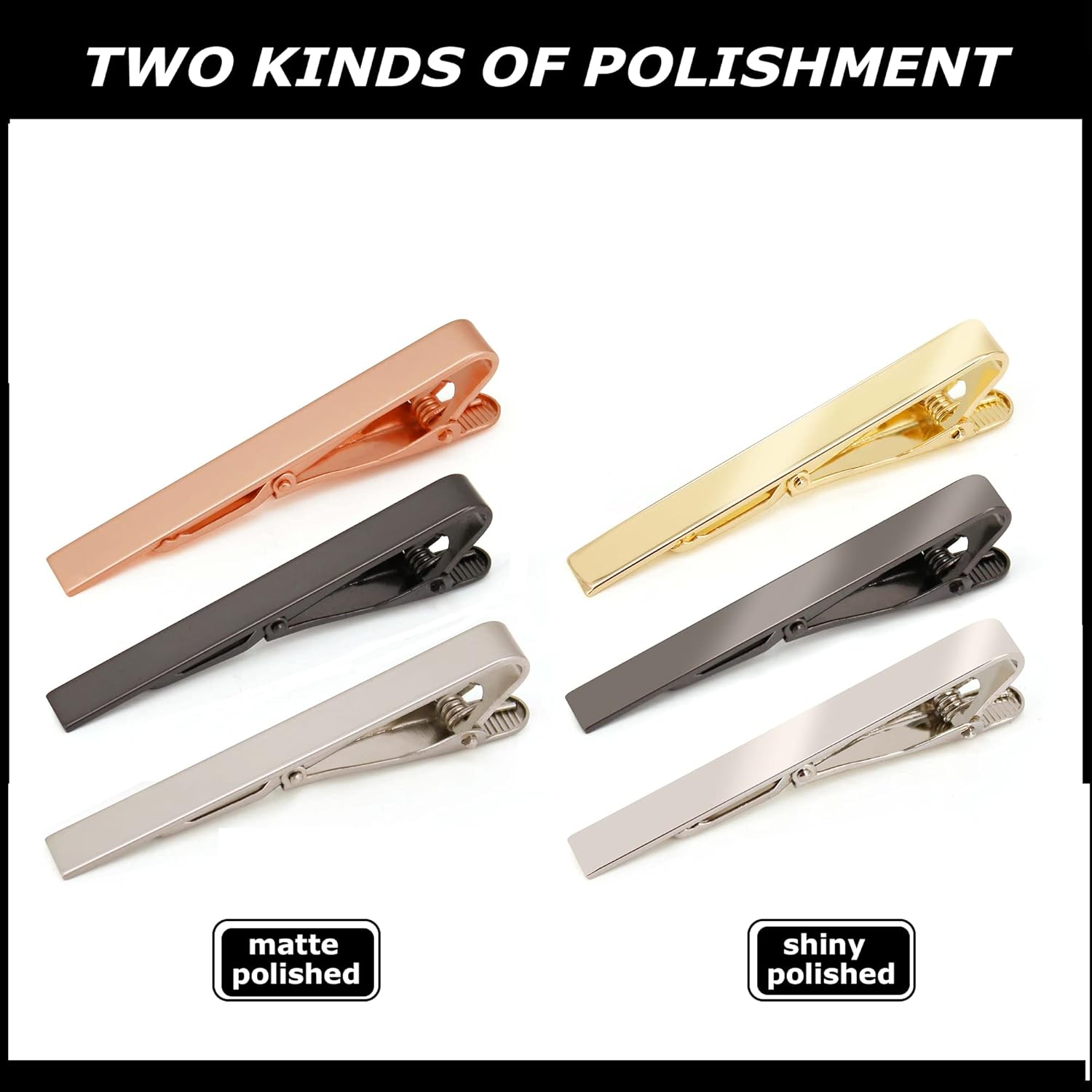 6 Pack Tie Clips Set Black Sil - Tie Bar Set Gift のレビューと価格