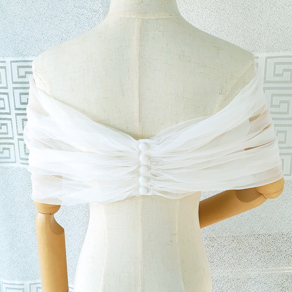 Women Pleated Tulle Sheer Wrap - Stole Wedding Shawl のレビューと価格