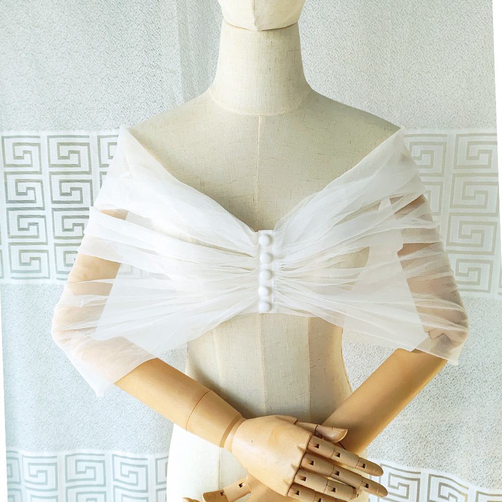 Women Pleated Tulle Sheer Wrap - Stole Wedding Shawl のレビューと価格