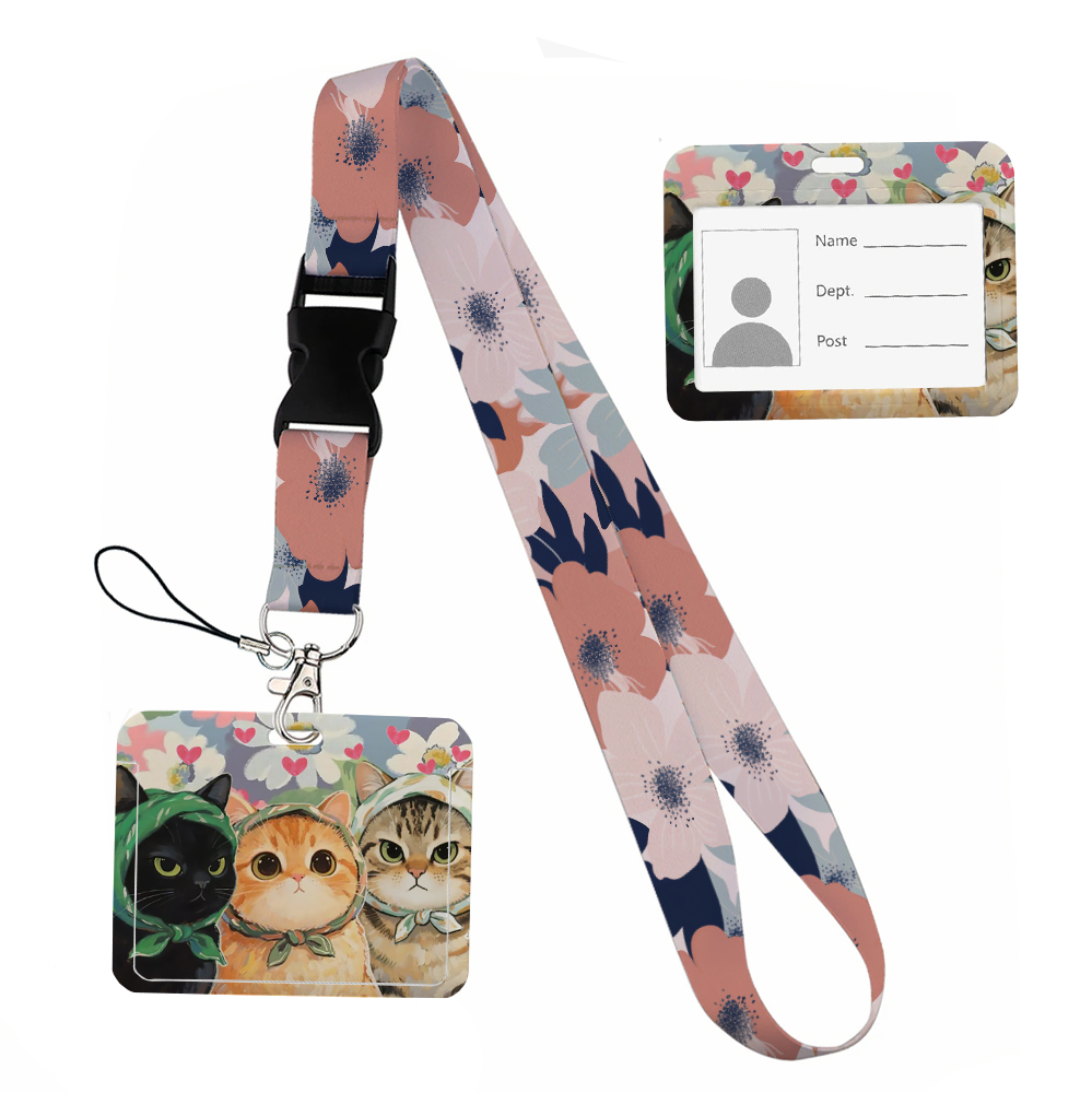 Small animals inside flowers P - Lanyard Badge Holder のレビューと価格