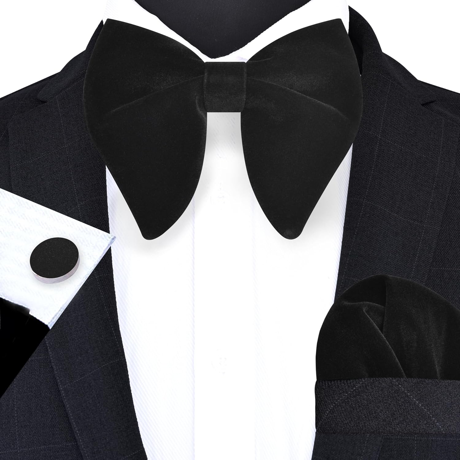 Solid Velvet Pre-tied Bow Tie  - Pocket Square Set のレビューと価格