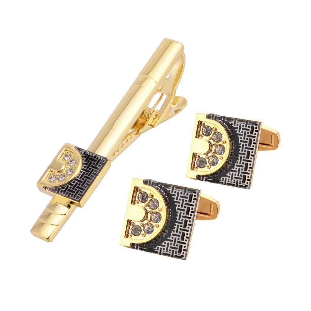 Gold Tone Cufflinks Tie Bar Se - Tie Bar Set Gift のレビューと価格