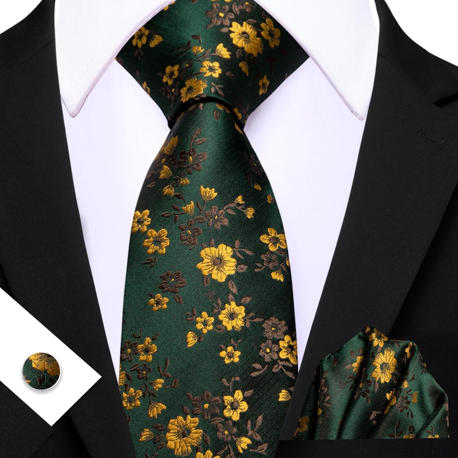 Men's Floral Paisley Silk Tie  - Pocket Square Set のレビューと価格