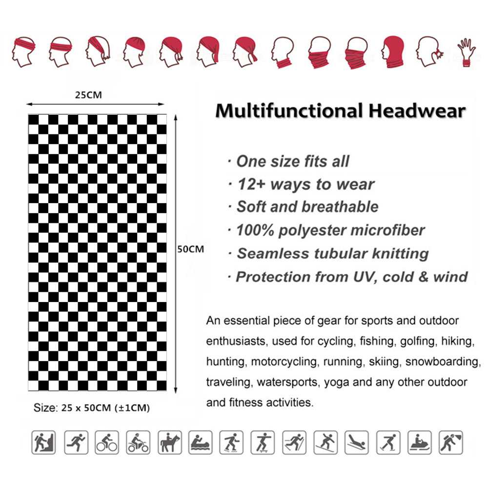Checkered Ska Printed Headband - Neck Warmer Tube のレビューと価格